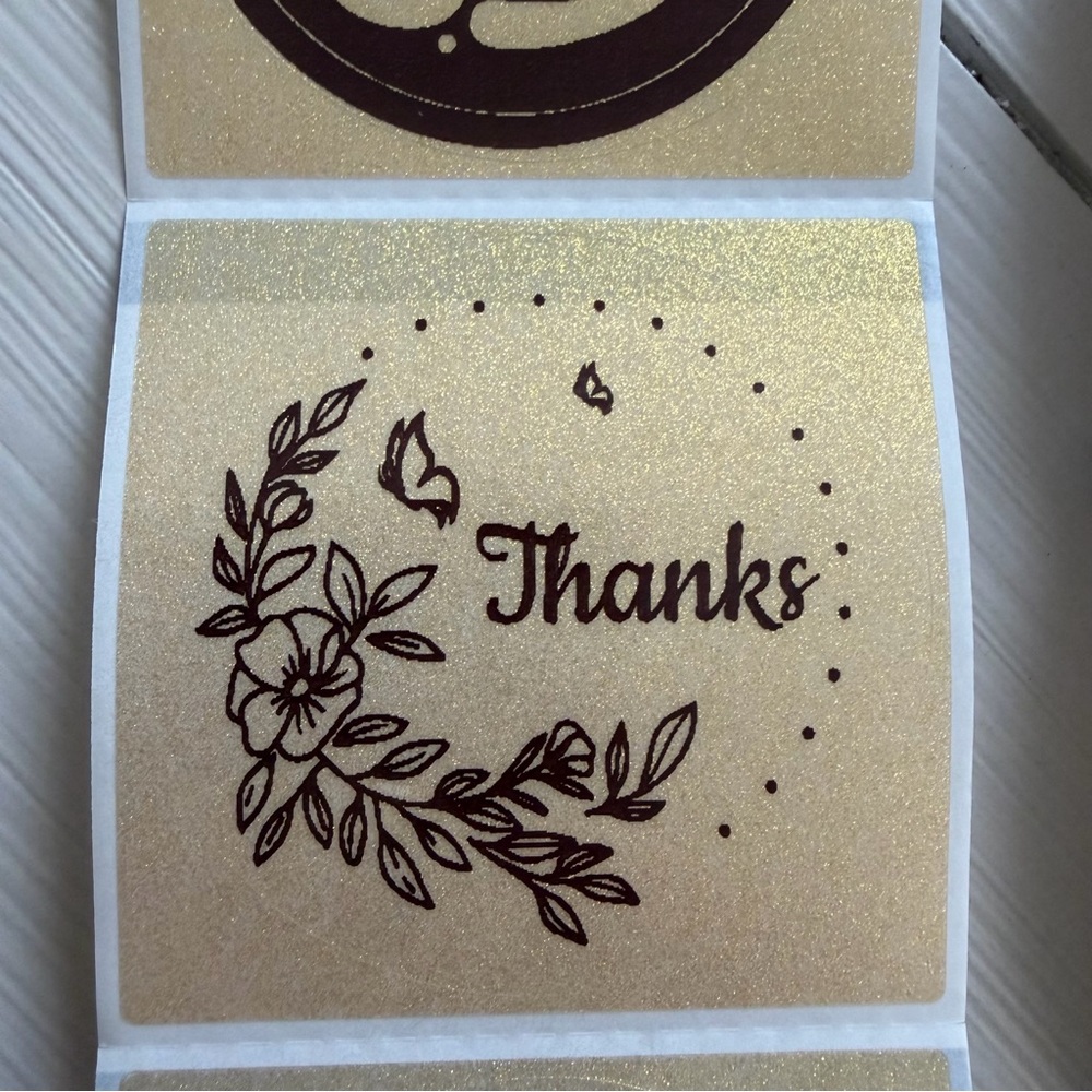 Gold and Black Transparent Glitter Thank You Stickers ~50pcs only~